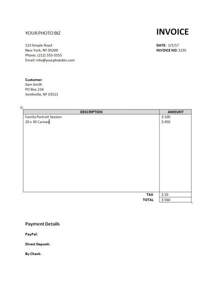 Simple Invoice Template • Biblino