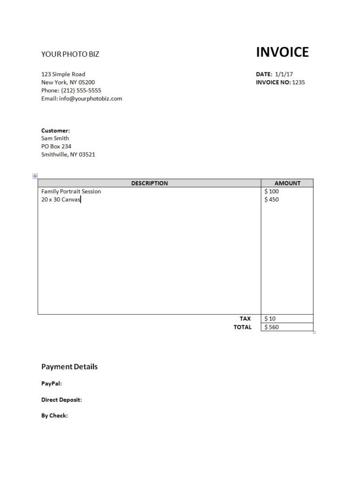 simple invoices